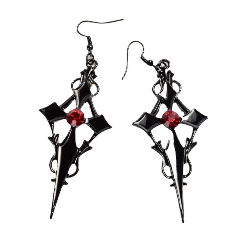 Pendientes de aleación punk gótica de diamantes de imitación de diamantes de imitación al por mayor
